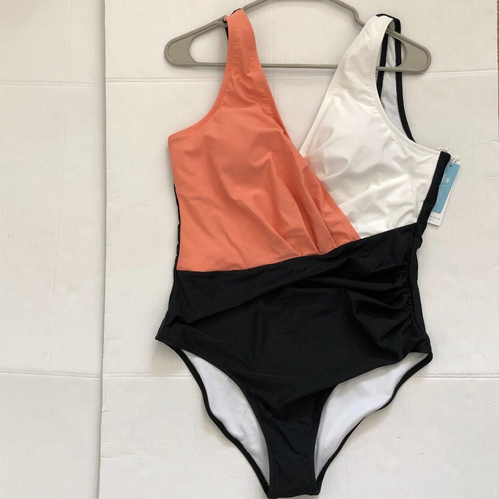 Cupshe live life on the beach bathing suit Size XL Orange Black color block
